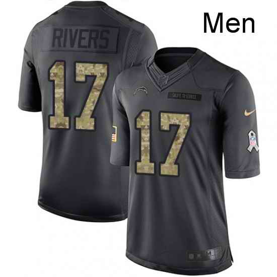 Men Nike Los Angeles Chargers 17 Philip Rivers Limited Black 2016 Salute to Service NFL Jersey